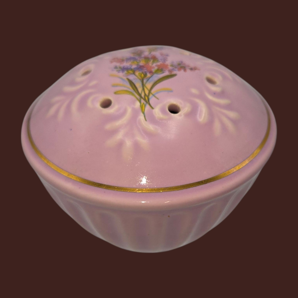 Floral Pink Ceramic Pomander Potpourri Sachet England